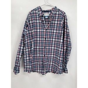 Columbia Mens Plaid Long Sleeve Button Down Shirt Blue Red White Size XL‎